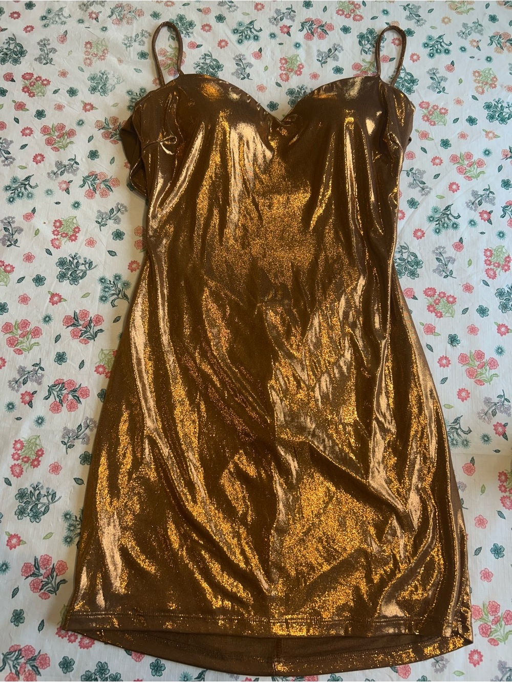 Lovely Day Metallic Copper Mini Dress